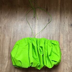 Zara Vibrant Green Ruched Blouse